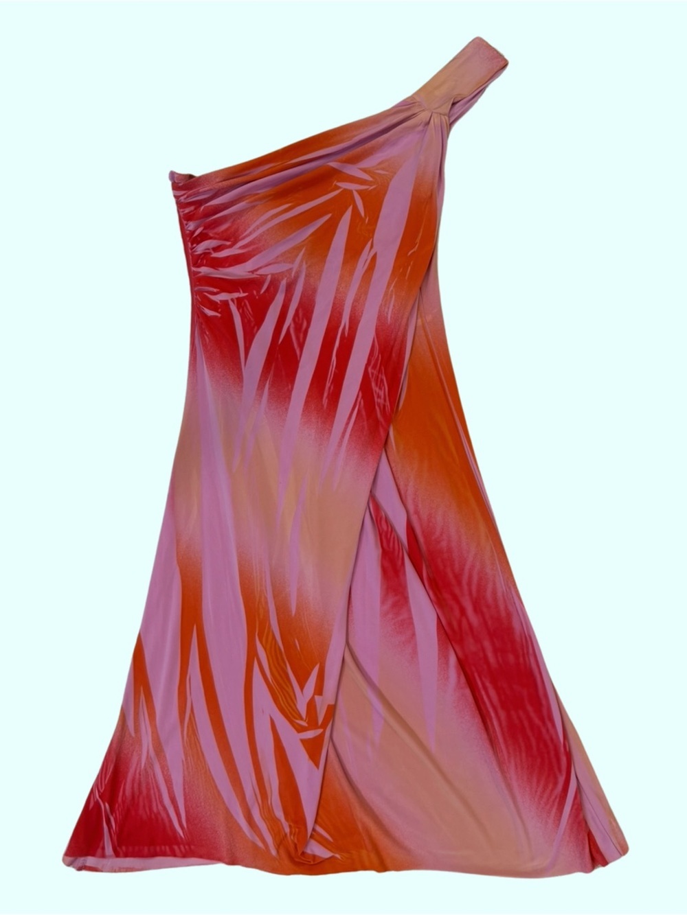 B. Smart One-Shoulder Asymmetric Coverup in Orange and Pink
